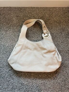 Michael Kors Pebbled Leather Hobo Bag in Light Cream